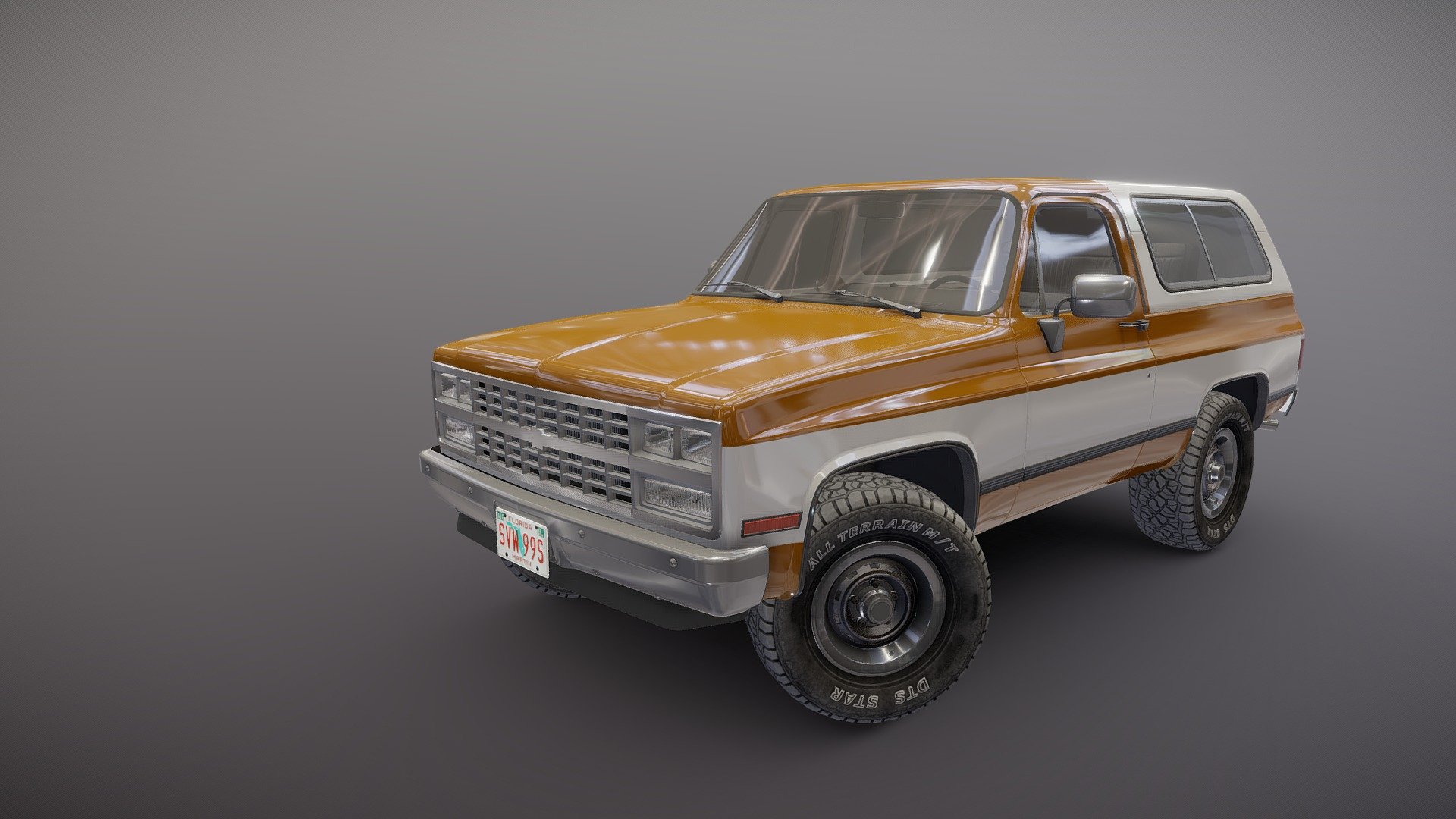 High accuracy 80s offroad car model.

Midpoly exterior.

Lowpoly interior(1024x1024 diffuse texture).

Low poly wheels with PBR textures(2048x2048).

Full model - 55220 tris 32479 verts

Lowpoly interior -3485 tris 2062 verts

Wheels - 10952 tris 6180 verts

Original scale

Length - 4,3m, widht - 1,8m, hieght - 1,72m

Model ready for real-time apps, games, virtual reality and augmented reality.

Asset looks accuracy and realistic and become a good part of your project.