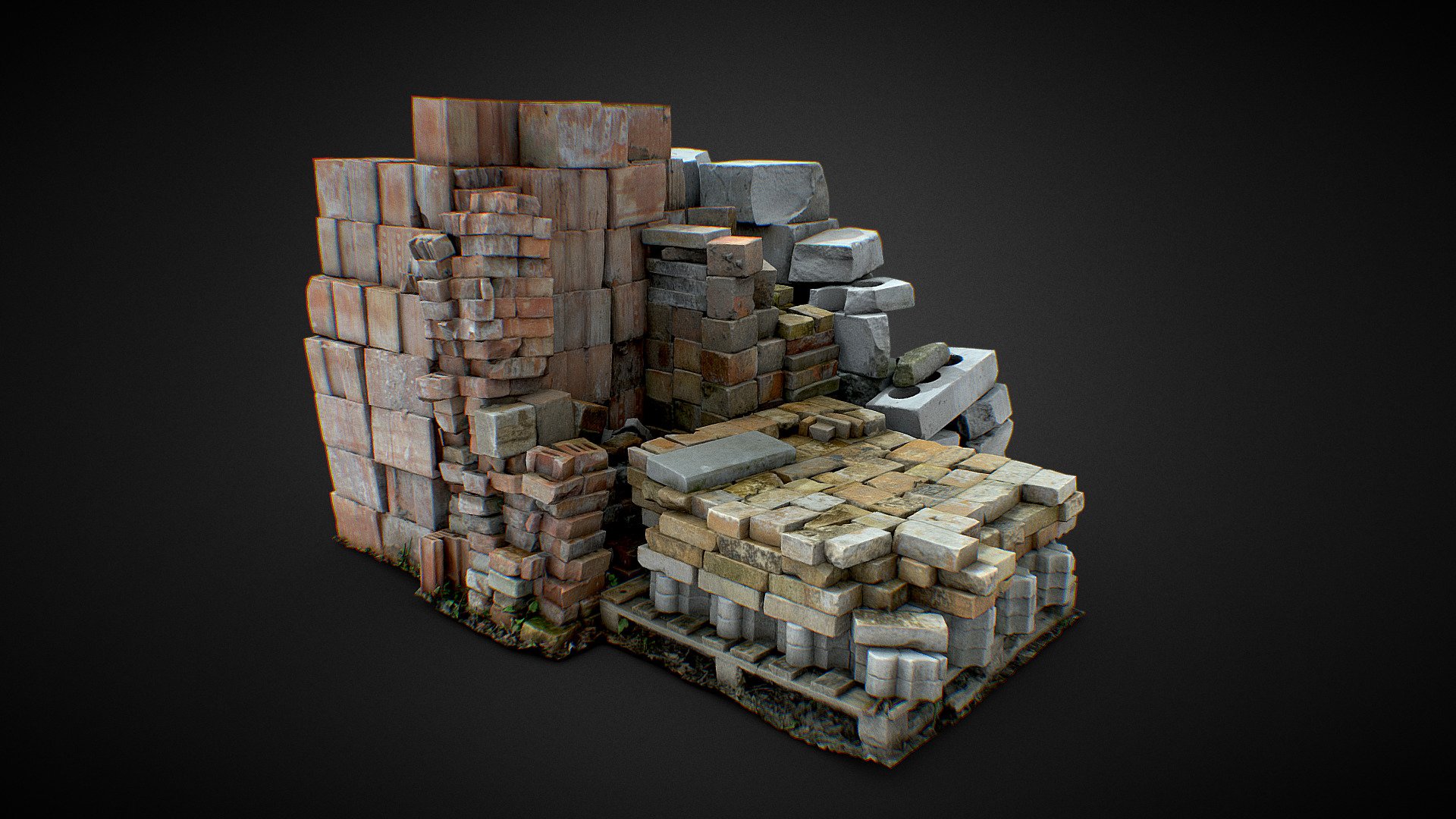 Photogrammetry Heap of Construction Old Debris Bricks 3D Scan
8K textures