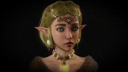 Princess Zelda TOTK hair, game-ready, hairstyle, blender, zelda
