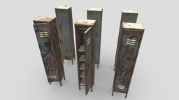 Abandoned Locker school, storage, abandoned, apocalyptic, rusty, rusted, dirty, old, locker, grafitti, post-apocalypse, factory, interior, industrial