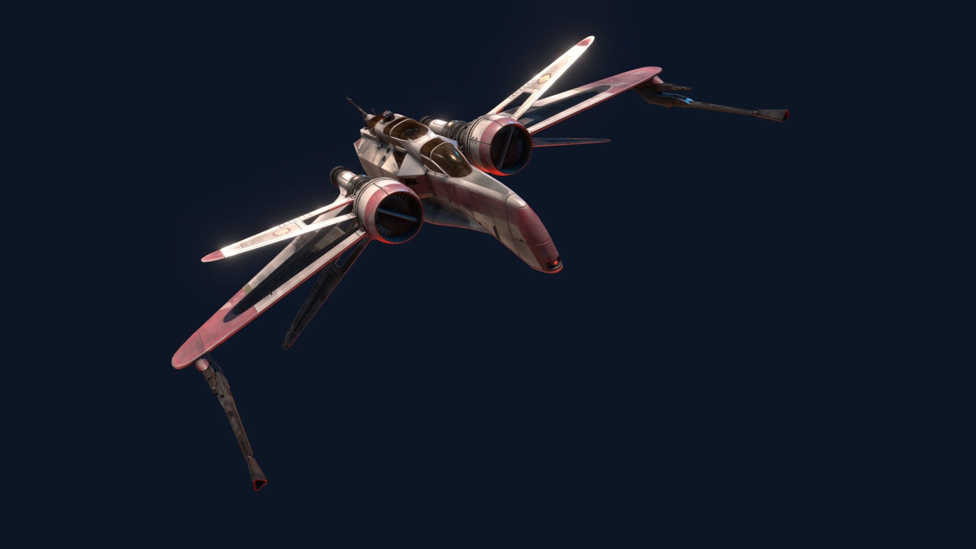 Model comes in 3 versions :




FBX without skeleton

FBX with skeleton &amp; a flying anim sample


AKT (akeytsu file with the rig, skin &amp; anim sample)




handpaint PBR texture set (TGA, 4K, uncompressed) of the Obi-wan &amp; Anakin's fleet we've seen in EP3



Notes are included in order to understand how these files works. Since it's a FBX, you can import it on any supporting engine. Normal maps are Y- (perfect for 3dsMax/UE4 but will work on any other engine, just flip the green channel) and uses MIKK tangent space 

While you can decide to redo the whole rig on maya/max/blender, I encourage you to try using akeytsu, you won't regret it =)

Des Bisous ! ♥

NB : Since I am an artist, this model is NOT a ripped asset of any kind (as anything I do)
I've made it myself for my own project, which means 2 things :




these assets have to be used under the Editorial License ONLY

these are my own artistic vision of it, so details may differ

Animations done by Thomas Chaumel