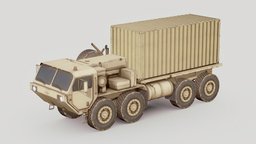 Heavy Expanded Mobility Tactical Truck scene, base, modern, crate, truck, us, trailer, prop, army, desert, unreal, ready, vr, offroad, fbx, tractor, realistic, cargo, marines, iraq, afghanistan, 8x8, nato, hauler, hemtt, unity, game, blender, vehicle, pbr, military, usa, m977