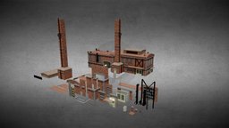 Factory Modular Vintage Industrial b3d, rust, vintage, garage, townhouse, gamereadymodel