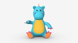 Dragon soft toy symbol, little, toy, small, sitting, child, doll, miniature, soft, gift, plush, stuffed, childhood, handcrafted, 3d, pbr, animal, dragon, dino