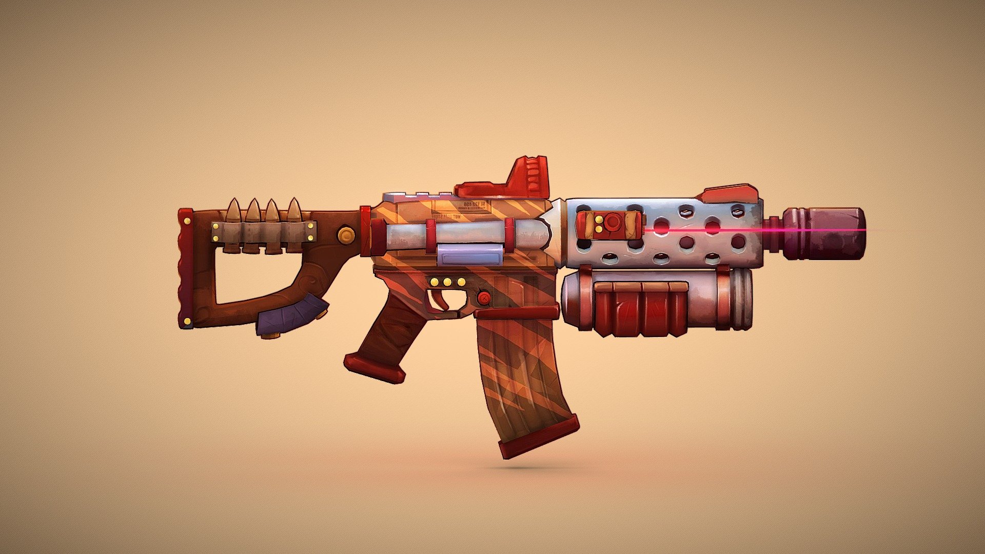 Cell Shading / Handpainted rifle, small practice to not forget how to do 3D