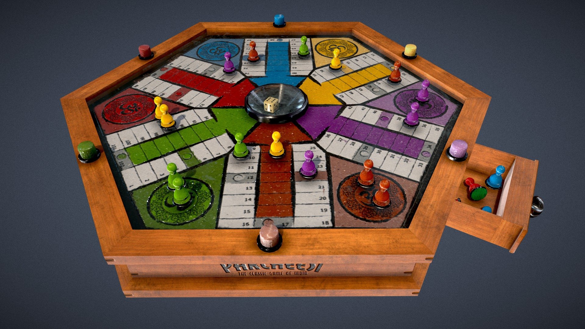 Indian Parcheesi Made in 3Ds Max, Substance Painter, Photoshop &amp; Illustrator. 
Thanks for Watching!!