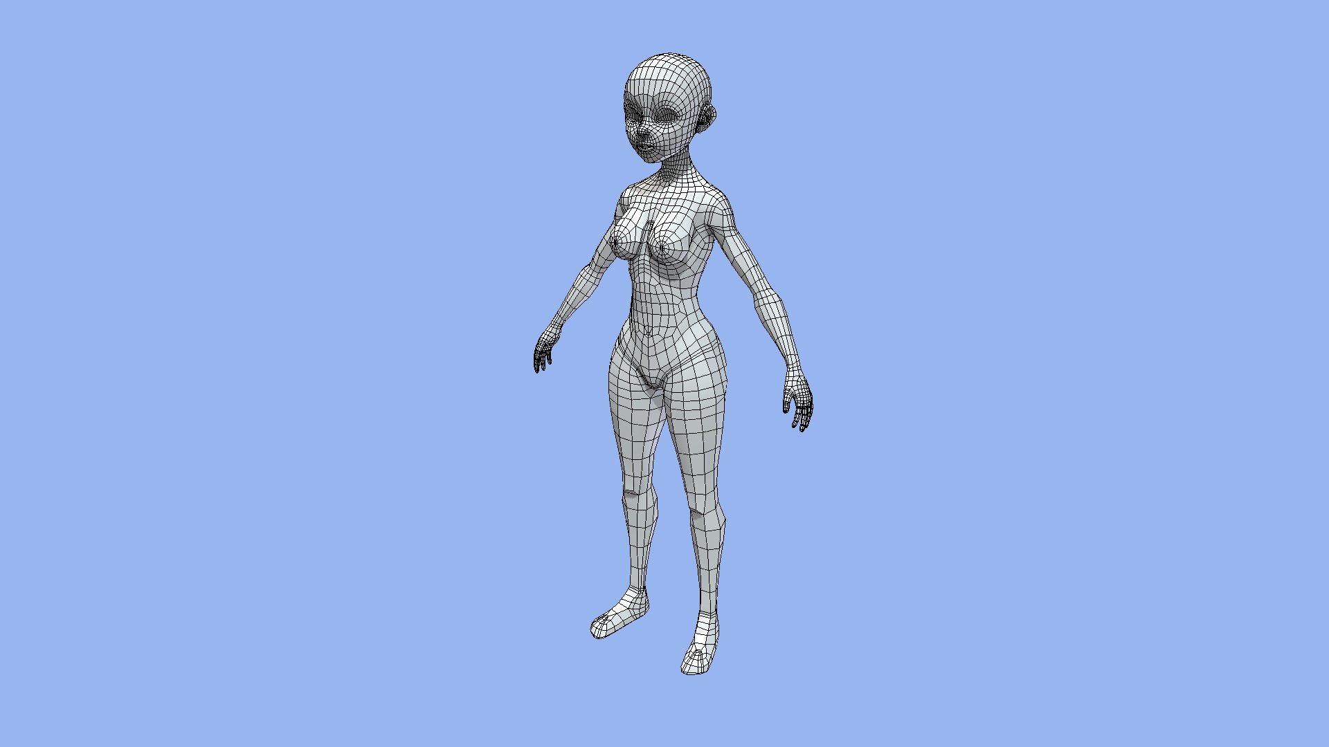 Character female base low poly mesh Character Low polygon count (good for mobile game characters). FBX