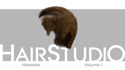 HairStudio Vol.01 - Style 17 short, hair, modern, style, full, fashion, hero, realtime, barber, classic, stylish, young, realistic, old, head, woman, men, optimized, thin, messy, straight, wig, haircut, haircards, styling, hairstyle, tokomotion, short-hair, trendy, character, game, pbr, military, female, male, villain, gameready, tonsure, thinning, receding, hairstudio, hairbuilder