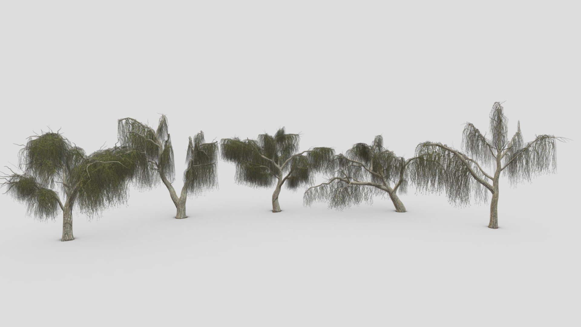 I try to provide low poly model of Weeping Willow tree to use for your game project. I hope this model will be useful for you. This file countains 5 3D low poly models of Weeping willow tree.