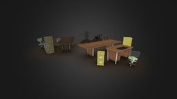 Office Spaz! - Game Models office, videogame, desk, broken, table, filing, cabinet, gamereadyasset, game, blender, chair, low, poly, gameready