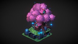 Cherry Blossom Elf tree tree, forest, flower, elf, whimsical, nature, handpaintedtexture, botanical, handpainted, lowpoly, blender3d, hand-painted, fantasy, magic