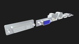 Computer ports sockets computer, pc, usb, hdmi, dvi, ports, vga, sockets, substancepainter, substance, rj11