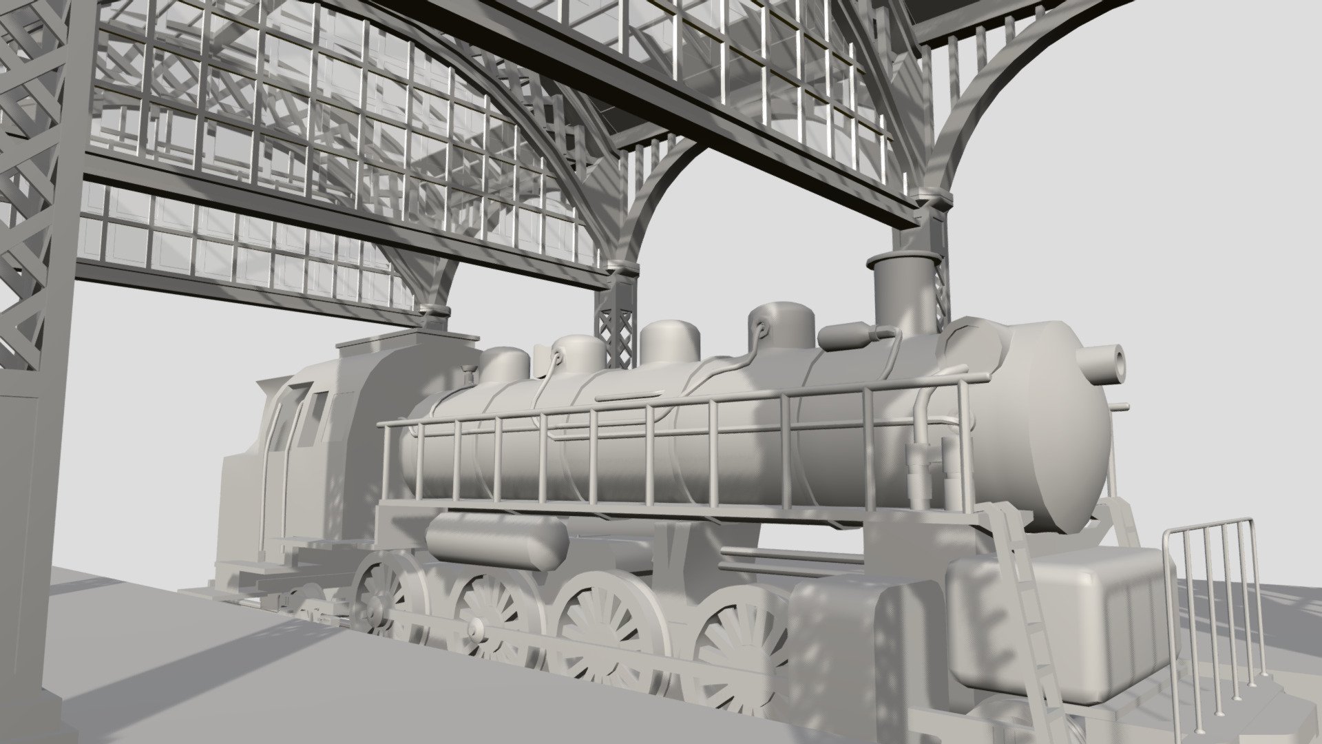 Hard Surface modeling of a train station.