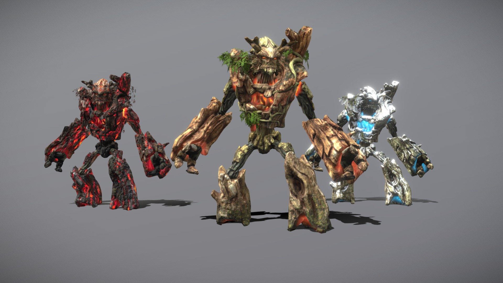 ✅Find it on FAB : https://www.fab.com/sellers/MalberS%20Animations
Forest Golems Toon Style Populate your fantasy world.

Is part of a Pack of 4 Forset Golems Ready to be used on any Game Engine (Unity, Unreal)


If you need the Unreal and Unity Projects please write me to:   mailto:malbers.shark87@gmail.com


Features:


Includes Poly Art, Toon and Realistic Styles with 1 LOD each

4 Different Types of Golems.

61 Unique Animations + its RootMotion &amp; InPlace versions.

Number of characters: 12 Golems (4 Poly Art, 4 Toon, 4 Realistic)

Texture Resolutions: 4K Realistic, 2k Toons and Custom Poly Art Material

Number of Animations: 88 Animations (with same Animations Retargeted to UE Mannequin)

Animation Types: Root Motion &amp; InPlace