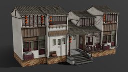 Chinese Street - Modular Buildings - Set asian, chinese, house, home, building, street, modular