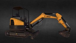 Low poly bobcat bulldozer, games, bobcat, normal, texturing, 3d, 3dsmax, vehicle, lowpoly, low, poly, construction