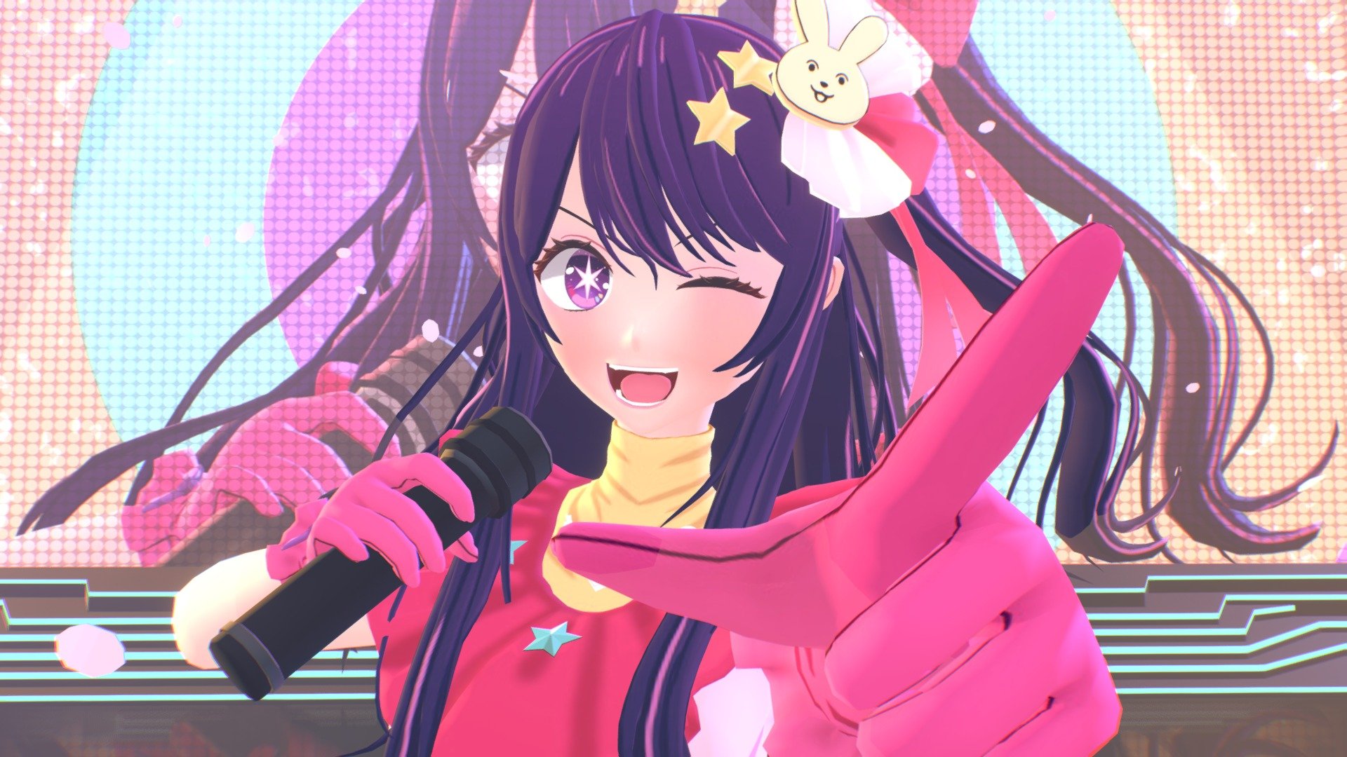 Hi everyone, this is my fanart of Hoshino Ai from Oshi no ko. I made this model to celebrate the anime's premieres on 12th April 2023. 

Something about Ai attracts me, maybe she's very cheerful, that's why. Ai is a 16 years old idol and I shall not spoil the story by revealing too much. You guys just have to read the manga or watch the anime to find out. 

Hope you guys like this fanart as much as I do. I want to stand outside my comfort zone by modelling the environment together with the character. This helps the audiences to know what the character is doing. I mean, this fanart works, I will try to expand my comfort zone further by modelling more environmental stuffs in the future. Peace out!