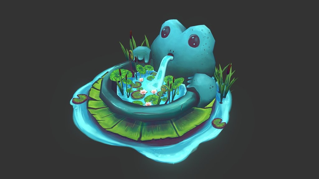 This is a mini scene I made for the Handpainters Guild workshop on discord in the past week. The topic was Plants! So I made some pond plants as a practise and then started to expand it to this big frog fountain! I had a lot of fun creating this. Based on my own concept.