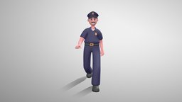 Stylized Policeman - Mixamo Rigged Character police, games, unreal, mixamo, officer, uniform, game-ready, blender, animated, male, rigged