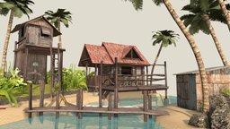 DAE Diorama - By the Ocean tropical, diorama, low-poly
