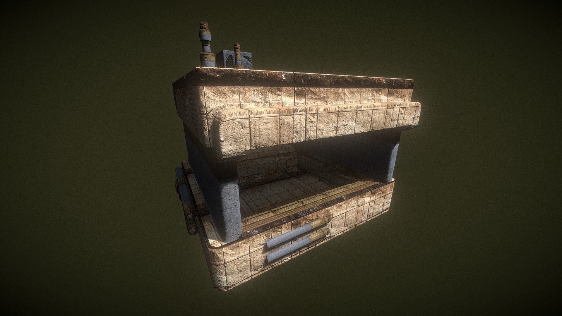 Sci Fi Desert Punk Hut Concrete and Metal 
the Beginning of a New Building Pack
