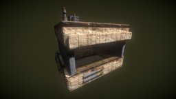 Sci Fi Desert Punk Hut Concrete and Metal Bunker planet, sci, fi, desert, punk, retro, bunker, concrete, sand, hut, grunge, course, metal, old, alien, decay, decayed, slum, scifi, house, building, space