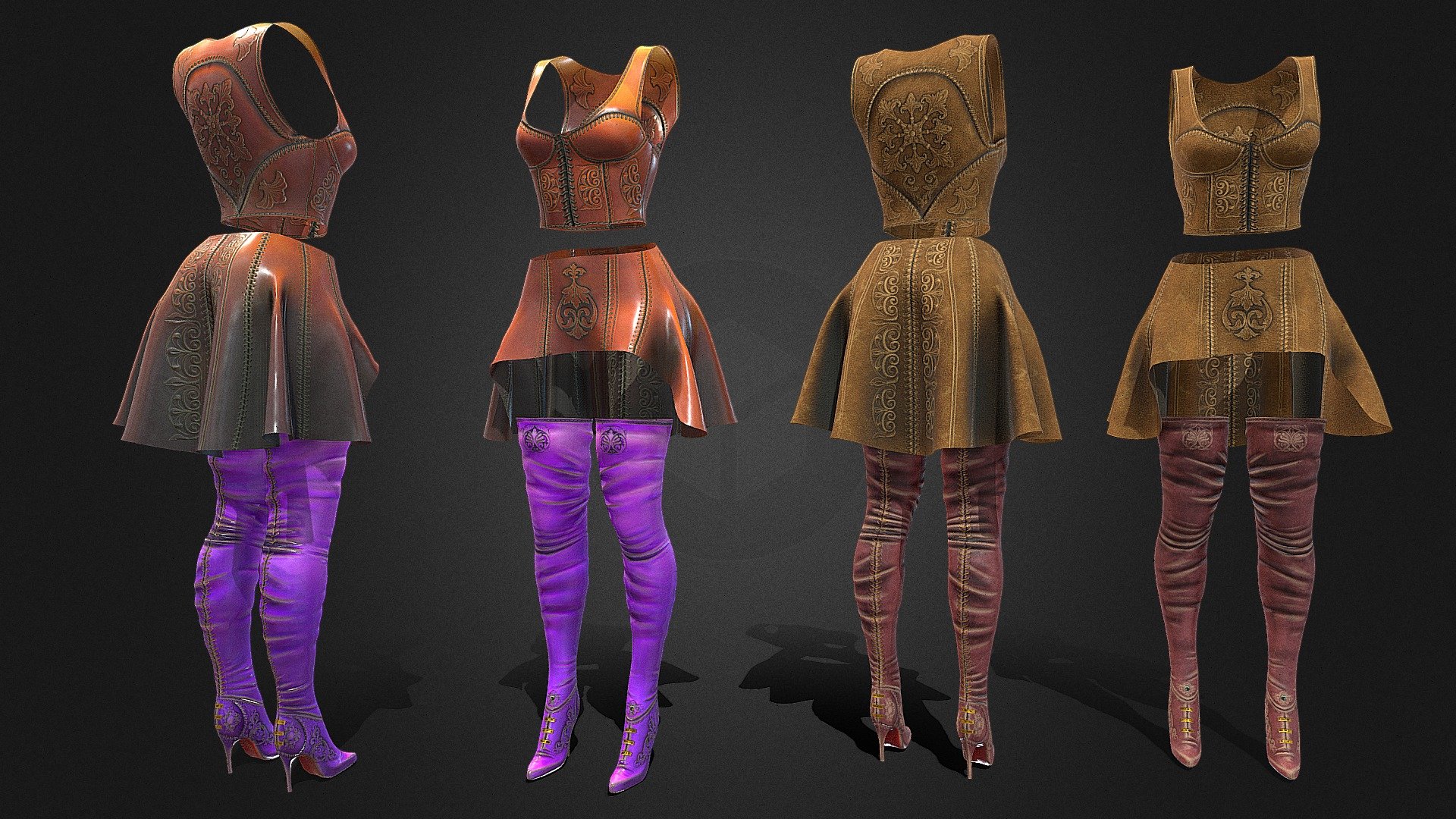 My goal was to create a modern armor infused with Enchian inspiration, embracing a stylized material and color palette. The concept embodies a powerful elven queen in the height of her reign, radiating strength. The armor seamlessly fuses stylized leather and gold components, thoughtfully tailored to accentuate her silhouette while amplifying her combat capabilities.