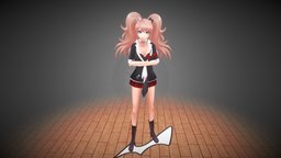 Junko Enoshima 3D model danganronpa, junko, enoshima, pigtails, despair, anime, junkoenoshima, enoshimajunko
