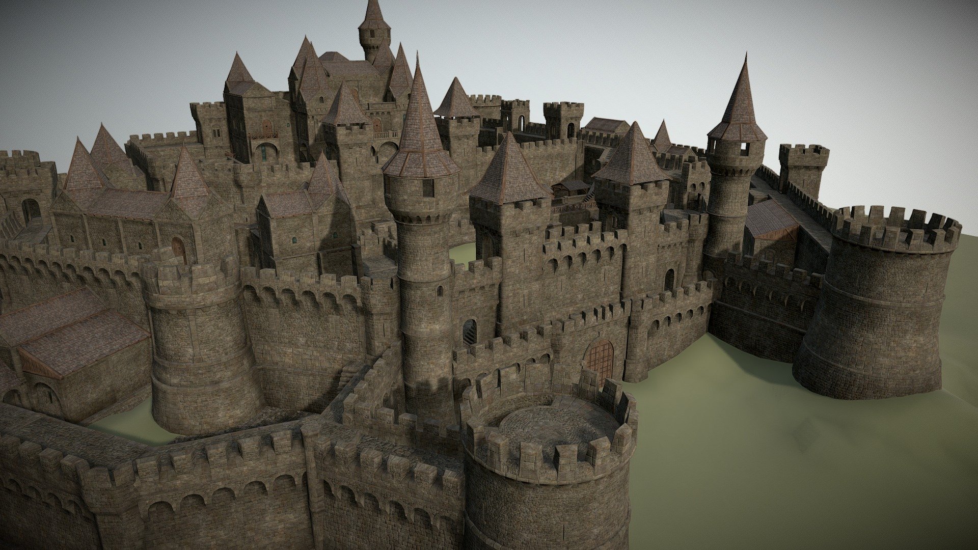 Low poly game-ready medieval/fantasy style castle\nExterior and interior\nStructure only