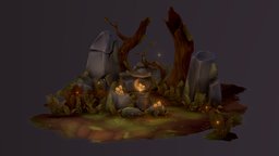 Stylized Fantasy Diorama tree, forest, 3dcoat, diorama, 25d, krita, 3d, blender, stylized