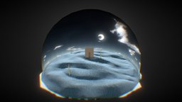 Hueco Mundo Snow Globe tree, moon, desert, hollow, bleach, arrancar, night, sand, hueco, mundo, lowpoly, low, anime, polygon