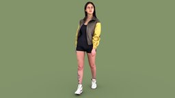 Girl in Nike people, figure, standing, photorealistic, urban, tattoo, femme, motion, woman, casual, step, tourist, crowd, gotic, girl, female, student, street, sport, cityzen