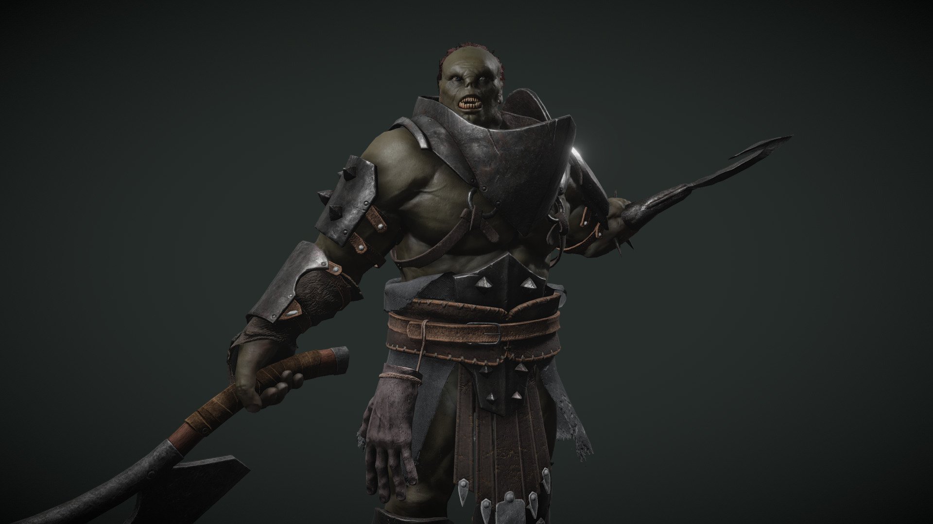 Brute orc-ish champion character compatible with Unity3d and Unreal Engine. 

Purchase on FAB https://www.fab.com/portal/listings/5e0ab496-a766-4389-b5b2-658d8491f3ba/preview

17 animations included 

This model uses Epic Skeleton for easier retargetting in UE and Unity3d but the skeleton might be broken when imported directly to blender.

Download FREE AccuRIG auto-rigging tool : https://actorcore.reallusion.com/auto-rig