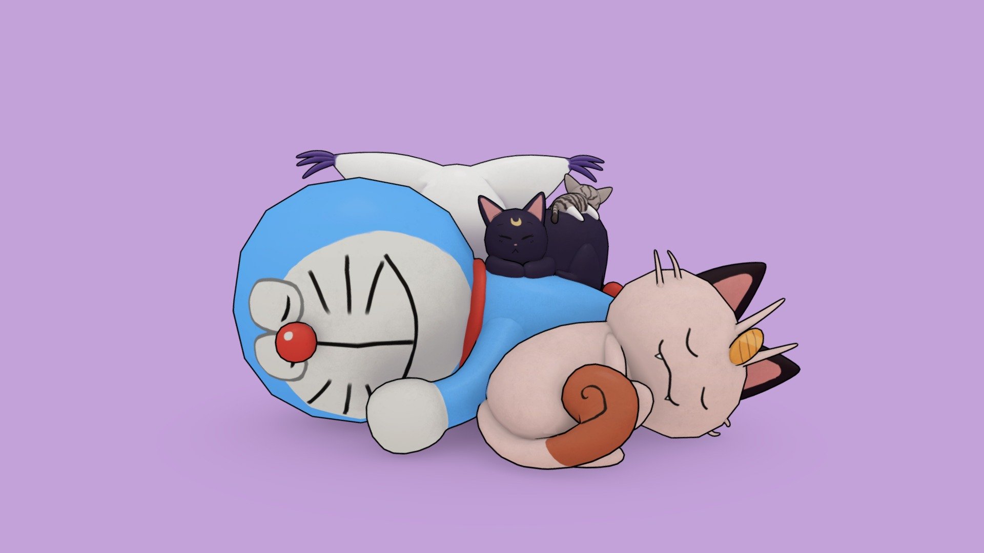 A mashup of some of my favorite anime cats napping!

Cats featured:
- Doraemon from Doraemon
- Luna from Sailor Moon
- Chi from Chi's Sweet Home
- Meowth from Pokémon
- Gatomon from Digimon
- Jiji from Kiki's Delivery Service

Youtube Speedmodel: https://youtu.be/iVLhOHRhsB8