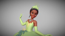 Princess Tiana and, princess, printing, frog, disney, 3dprinting, models, character, 3dprint, 3d, tiana, noai, createdwithnoai