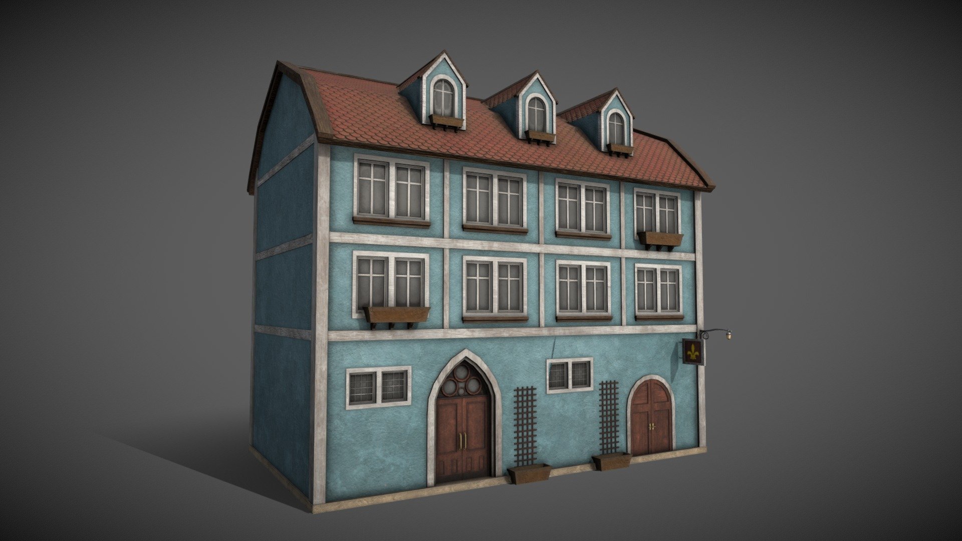 Residential building german style. This one is themed like a residential building. There is also a snowed version, check the picture down bellow. This house is part of a german colection, this is the number 9.\n\n-2K texture\n\n-1 material\n\n-5 UDIMs\n\n-No pluggins\n\n-OBJ and FBX\n\n-Maps included: basecolor, height, normal, roughness, metallic.\n\n