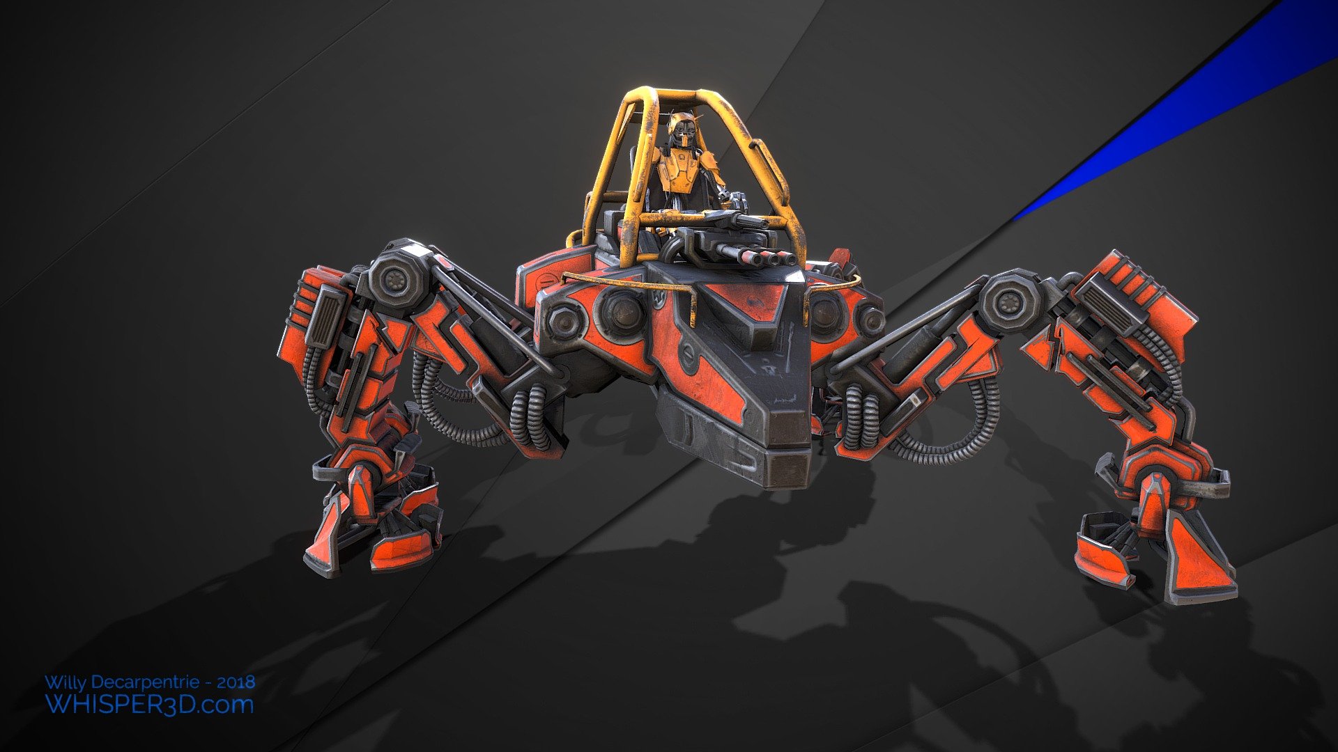 Last piece of the orange mech army.
See the pilot in detail here 
https://skfb.ly/KBnH

This model is featured in the official Sketchfab VR app: