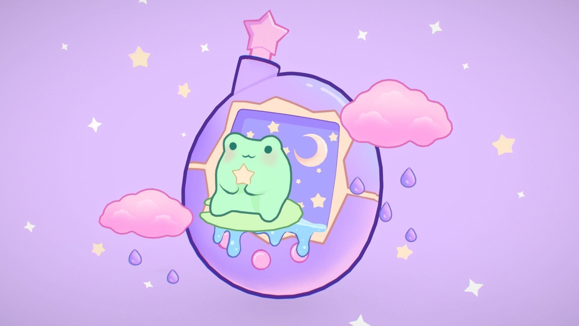 My third post 🥳 Im absolutely obsessed with how cute frogs are, so when I saw this concept by Beereckless  I knew I had to try making it in 3D! I think it turned out well ♡