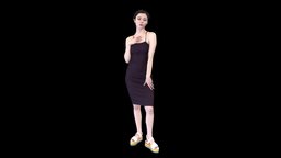Female Scan - Amy in a Striped Dress 155 body, , muscle, bodyscan, engine, woman, beautiful, anatomical, pretty, realitycapture, photogrammetry, asset, model, female, human, person, noai, human-engine