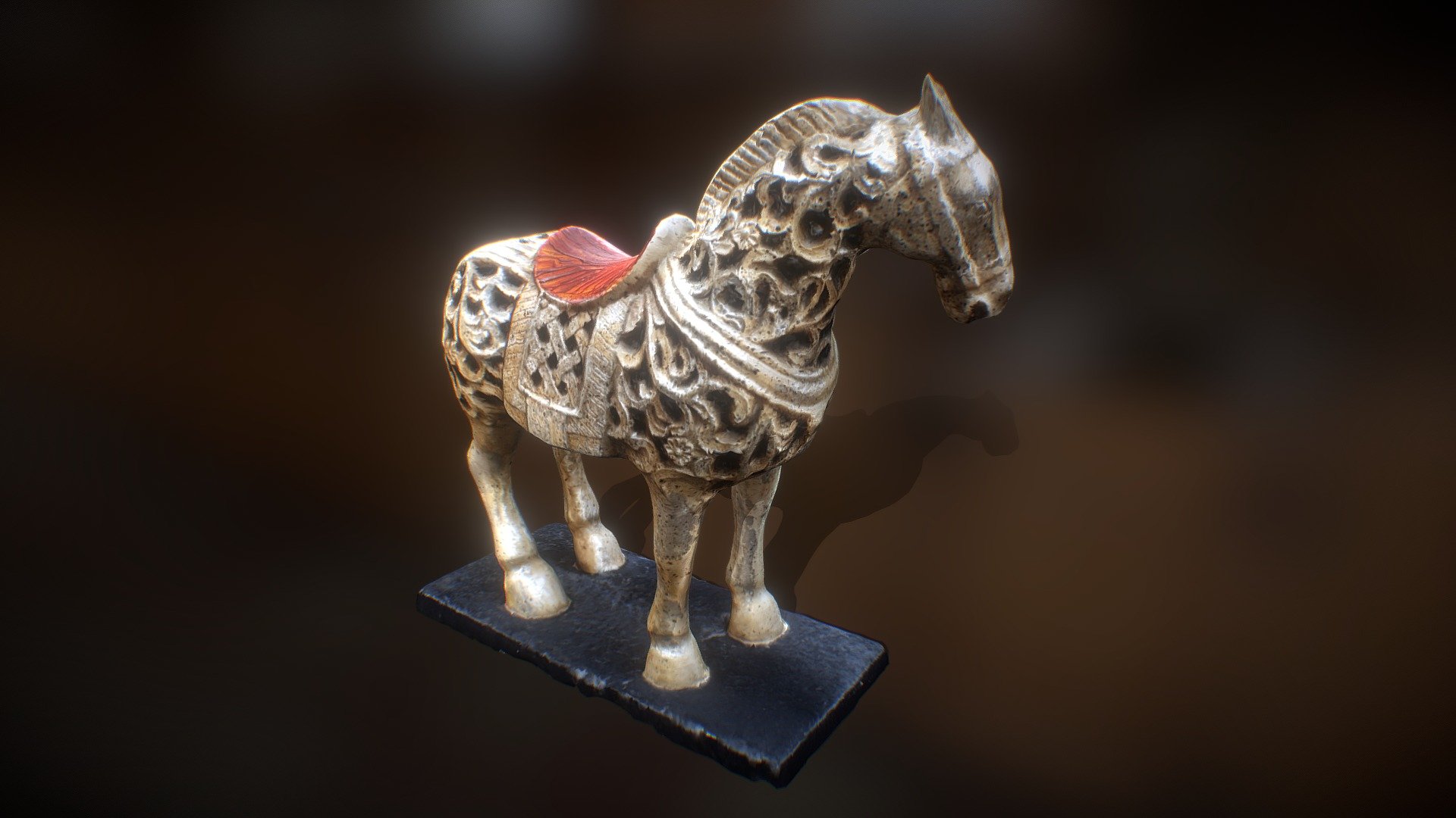 Cleaned photogrammetry test of a Arabic horse style wood sculpture.