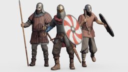 Vikings warrior, sentry, viking, medieval, unreal, clothes, guard, beard, north, 4k, fbx, realistic, runes, norse, chainmail, tunic, varangian, character, unity, game, blender, pbr, sword, pirate, rigged, shield, knight, noai