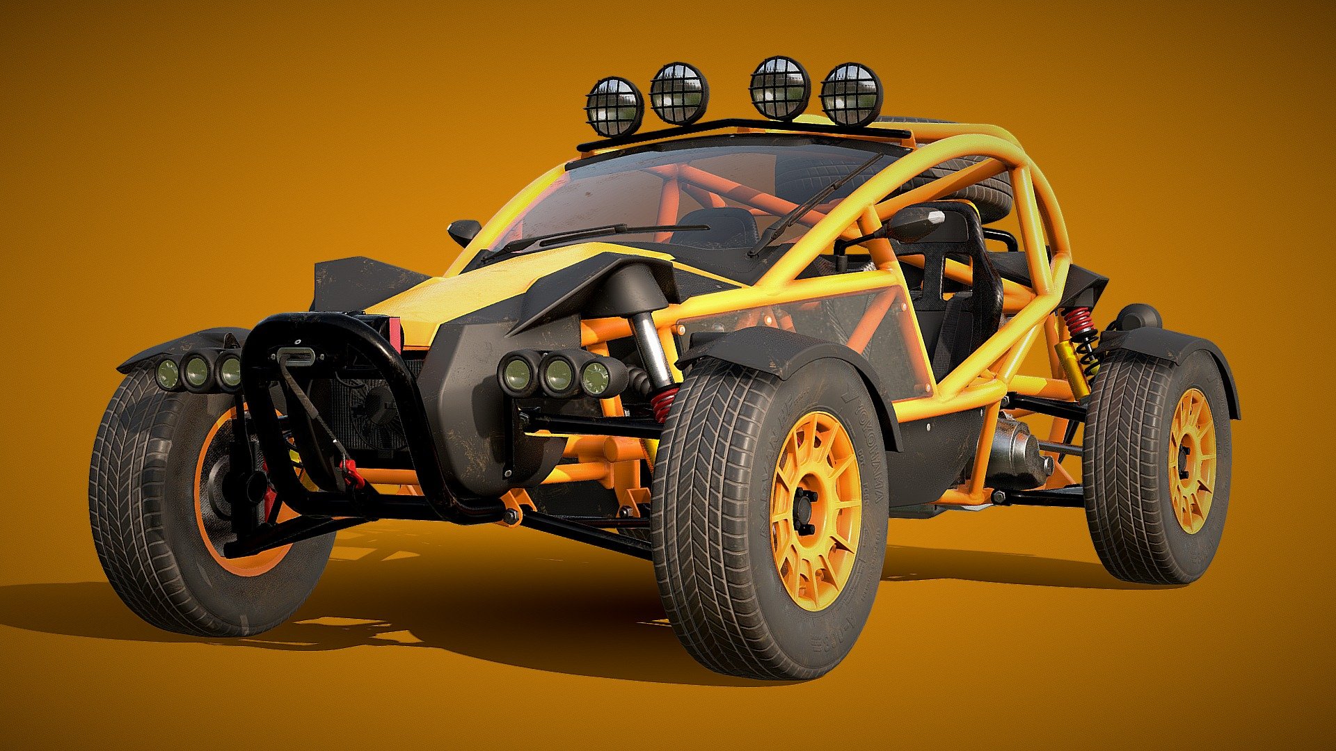 Ariel Nomad Buggy car
This model is ready for game so it has 87k polys and two layout of textures, one for exterior this one with a resolution of 4096x4096 and the other for objects with transparency, this last one with a resolution of 1024x1024
With this set of textures the model has a texel density of 625 pixel per square meter, so in case you need it both set of textures can be easily reduced and the final result will still be fine, 
all animatebale part of the model has propper pivot and name so it can be easily rig, exported and setup un UE4, Unity3d or CryEngine,
As the model was made following the most realistic style it can also be use for rendering in the Film industry so it can be rendered in any based in physic engine like Vray, Corona, Eve, Cycles, ect.
