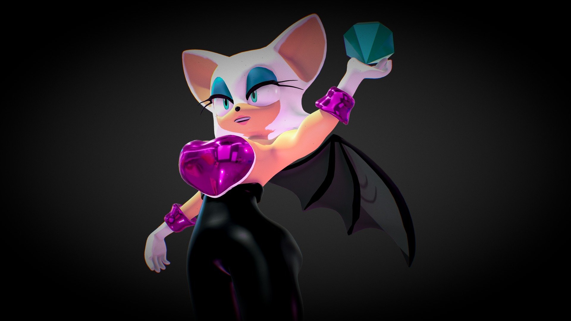 Rouge the Bat es un personaje principal de la serie de videojuegos Sonic the Hedgehog, que es un cazador de tesoros decidido y agente del gobierno a tiempo parcial.
Siempre he tenido una debilidad con este personaje, me encanta lo seductor que es su diseño al igual que su personalidad.