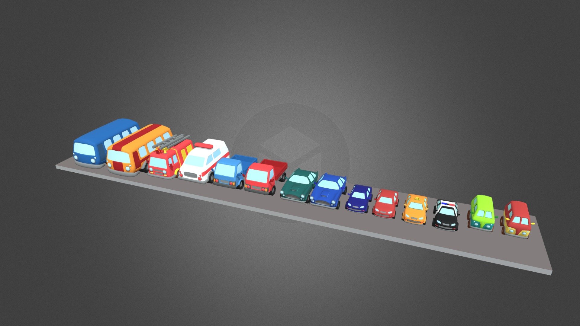 Looking for a way to add some excitement to your cityscape? Check out the Clay City Vehicle Pack!

This vehicle pack is just what you need! With 14 different vehicles, including a sedan, ambulance, police car, taxi, and more, you can create all sorts of scenarios. Have a traffic jam on the highway, or a high-speed chase through the city streets – the possibilities are endless!

This Vehicle Pack includes:

1 Ambulance 🚑
1 Fire Truck 🚒
1 Police Car 🚓
1 Taxi 🚕
2 Buses 🚌🚌
2 Sedan 🚗🚗
2 Retro Cars 🚘🚘
2 Trucks 🚚🚛
2 Vans 🚐🚐

This Clay City Vehicle Pack can be great addition to Clay City Environment Pack.

So don't wait any longer, grab the Clay City Vehicle Pack today!

We look forward to your feedback so we can create more assets for YOU!