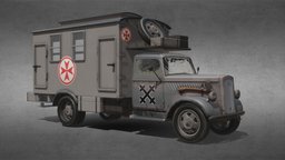 WW2 Ambulance Van (based on Opel) FREE truck, historic, ww2, ambulance, van, opel, vintage, retro, blitz, wwii, hospital, warfare, vehicle, car, free, medical, war