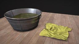 Bucket scene scene, bucket, garden, cloth, prop, floor, furniture, props, cleaning, decorations, rag, substancepainter, substance, game, home, 3dmodel, noai
