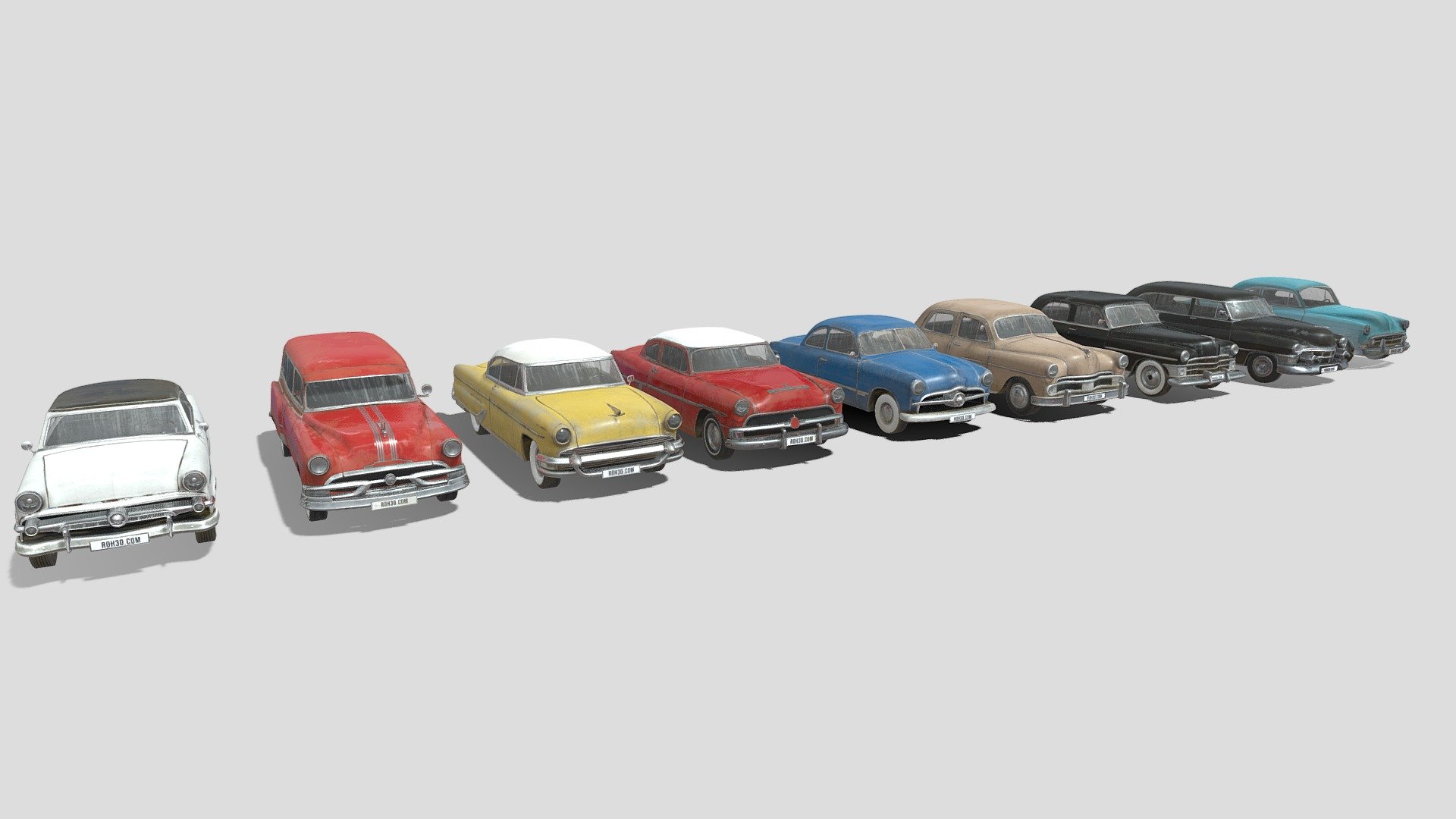 This collection contain 9 cars from 1950:




Cadillac 75 Sedan 1953

Chevrolet Club Coupe 1953

Chrysler NewYorker 1950

Dodge Coronet Sedan 1950

Ford Crestline Sunliner 1954

Ford Custom Club Coupe 1949

Hudson Hornet 1943

Lincoln Capri Hardtop Coupe 1955

Pontiac Chieftain Deluxe Station Wagon 1953

