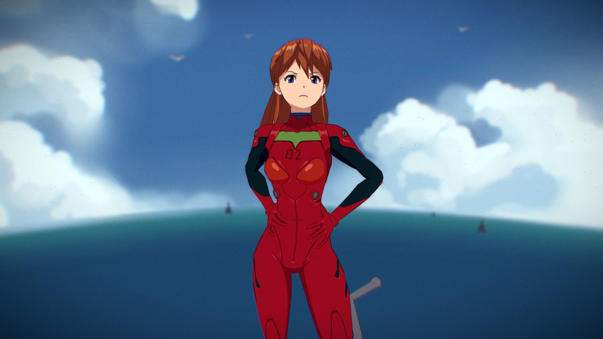 I decided to rework my first Asuka model and do some magic🪄 with the animation. I also drew some clouds 🌥️
I'm pleased with the result, I hope you like it too😊