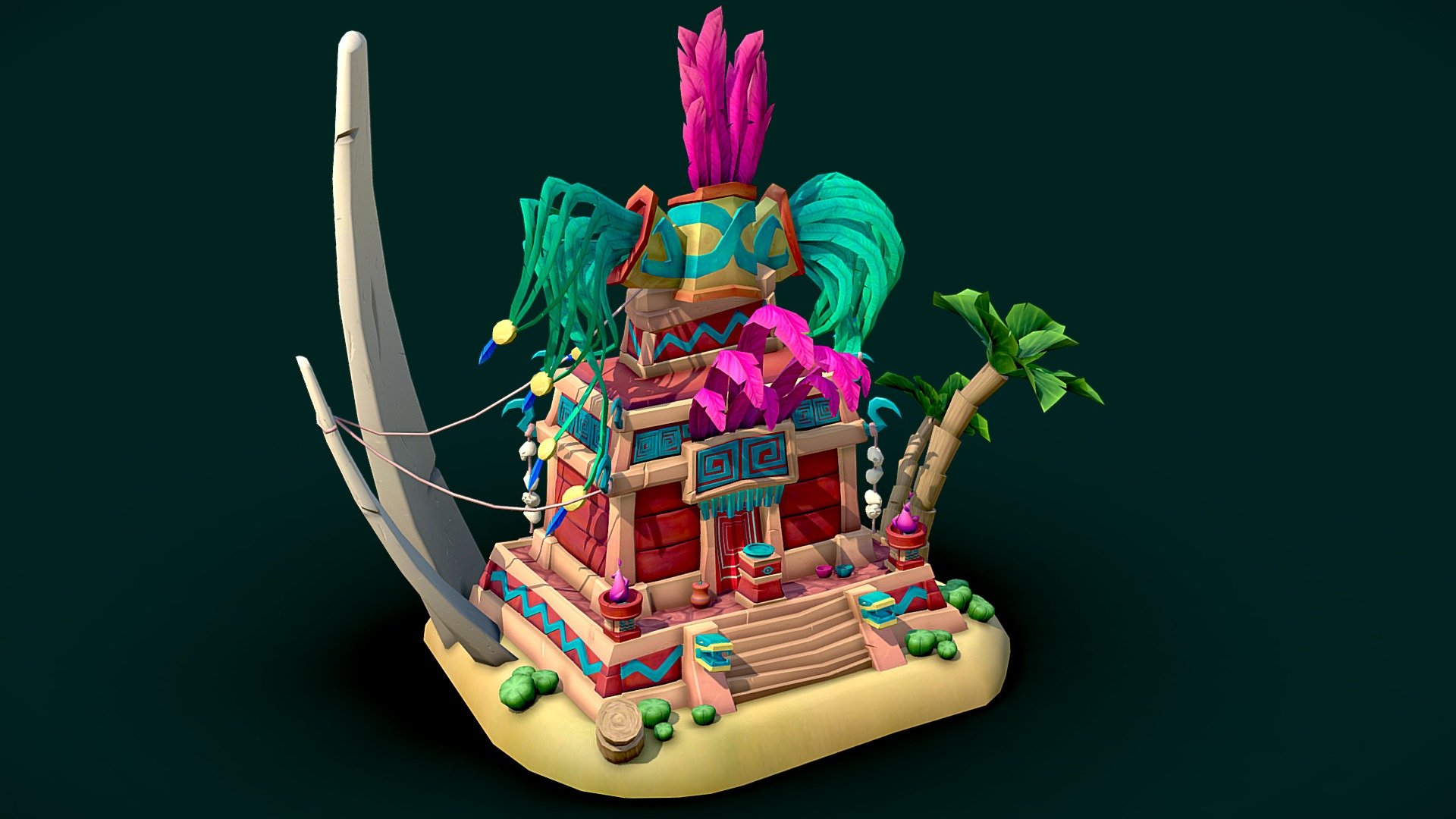 Game Art assignment for Howest DAE done last year.
A stylized mayan shaman depicted in his workshop. In the back the shaman is preparing Ayahuasca using Peyote cacti.
Model made and unwrapped using Maya, and fully textured in Photoshop.

https://www.artstation.com/artwork/ZaXKdR