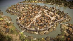 Medieval City Pack Demo landscape, castle, assets, b3d, warrior, soldier, people, river, buildings, medieval, unreal, pack, store, quixel, farmer, engine, port, villager, ue4, castle-medieval, substance, blender, pbr, lowpoly, blender3d, low, poly, city, ship, environment, boat